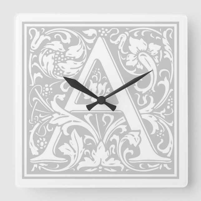 Reloj de pared cuadrado "A" de William Morris Alph (Anverso)