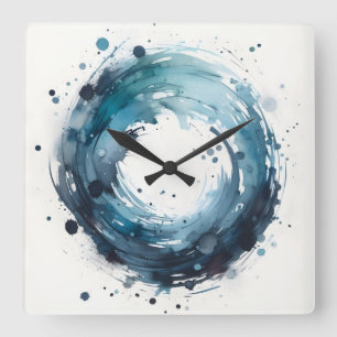 reloj de pared cuadrado abstracto con anillo de ac