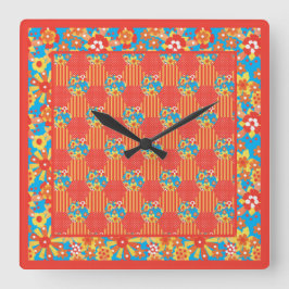 Reloj de pared cuadrado, adorable mosaico de cuadr