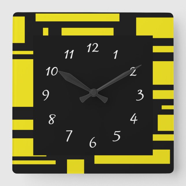 Reloj de pared cuadrado amarillo (Anverso)