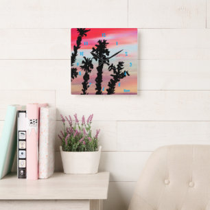 Reloj de pared cuadrado: atardecer