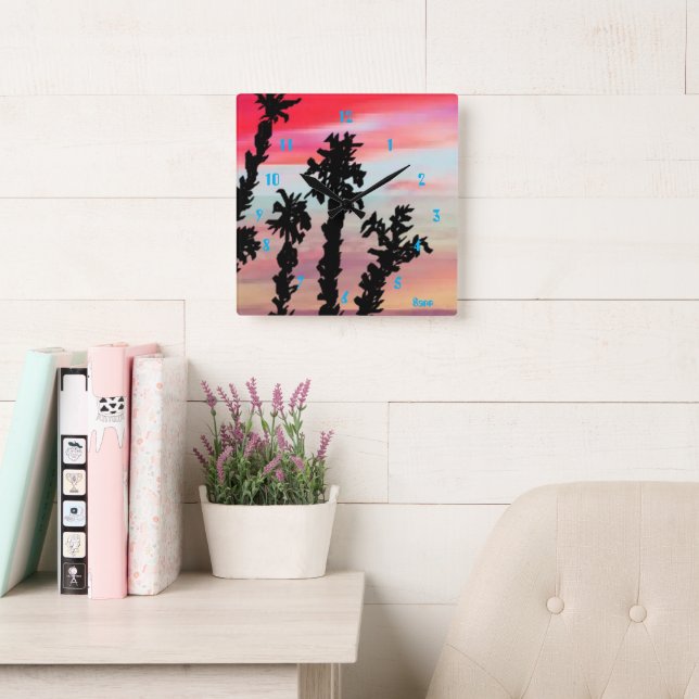 Reloj de pared cuadrado: atardecer (Sala de lectura)