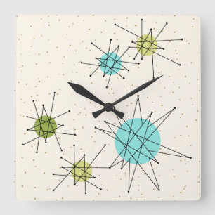 Reloj de pared cuadrado atómico icónico de