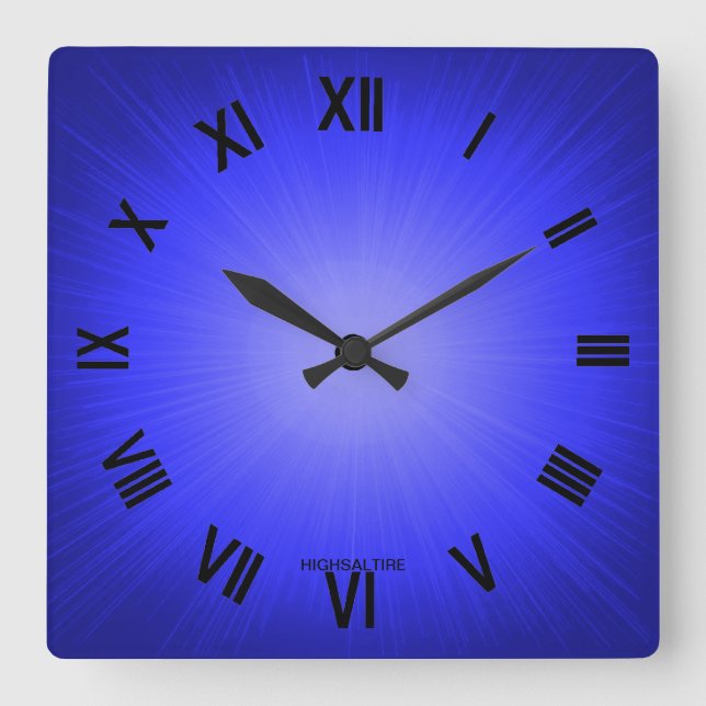 Reloj de pared cuadrado azul por altibajos (Anverso)