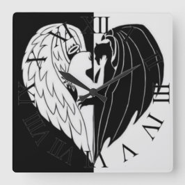 Reloj de pared cuadrado blanco negro