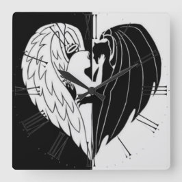 Reloj de pared cuadrado blanco negro