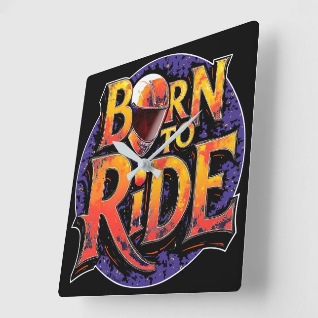 Reloj de pared cuadrado Born to Ride (Ángulo)