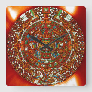 Reloj de pared cuadrado Calendario Azteca Maya