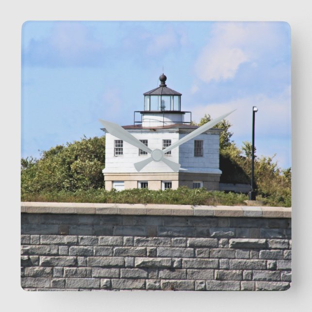 Reloj de pared cuadrado Clark's Point Lighthouse,  (Anverso)
