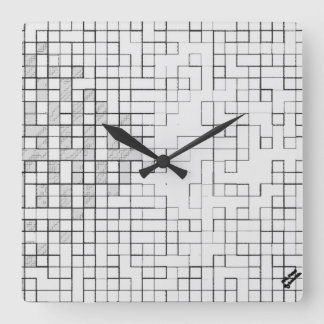 Reloj de pared cuadrado con cuadrícula bloqueada