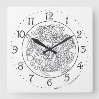 Reloj de pared cuadrado con dragón chino