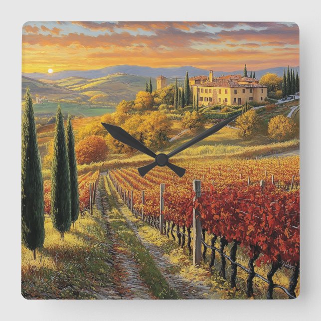 Reloj de pared cuadrado con encanto italiano (Anverso)