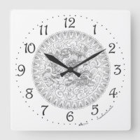 Reloj de pared cuadrado con león guardián chino