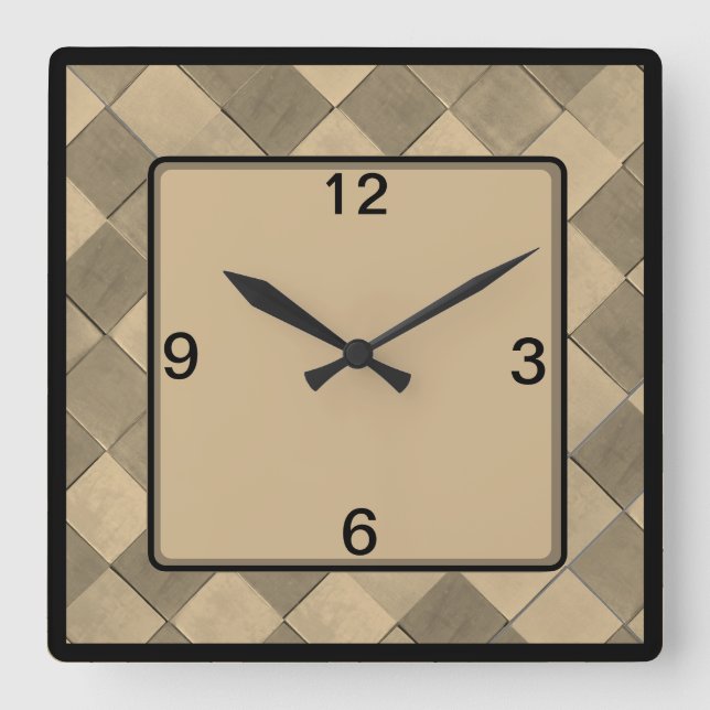 Reloj de pared cuadrado con mosaico diagonal de co (Anverso)