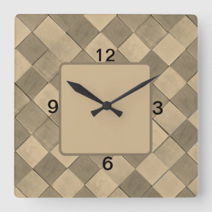 Reloj de pared cuadrado con mosaico diagonal de co