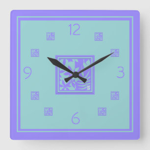 Reloj de pared cuadrado con motivo de hoja