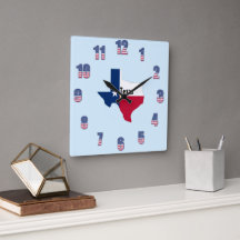 Reloj de pared cuadrado con orgullo de Texas