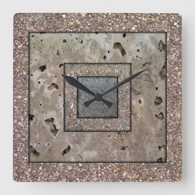 Reloj de pared cuadrado concreto viejo del panel (Anverso)