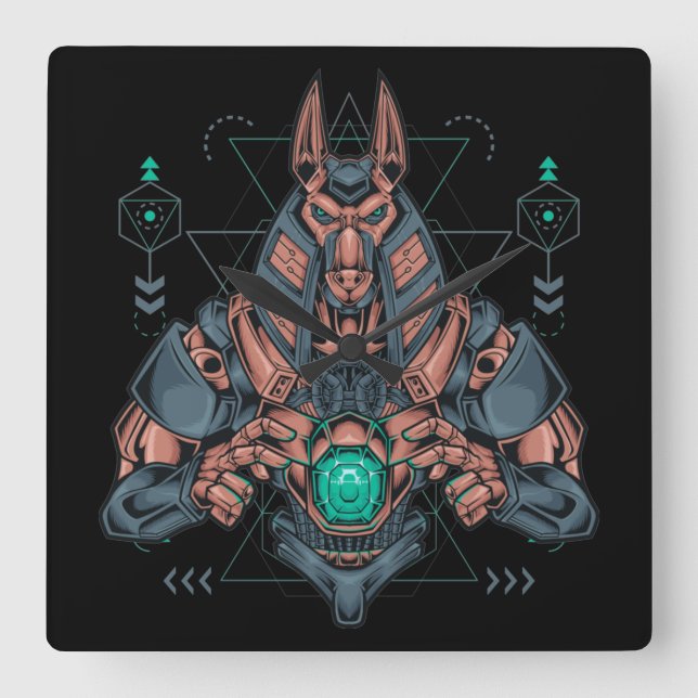 Reloj de pared cuadrado Cyborg (Anverso)