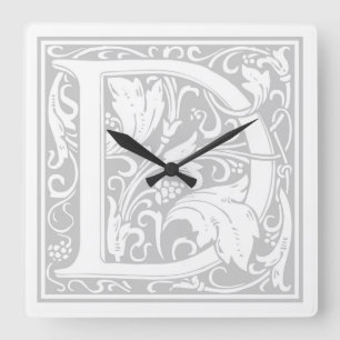 Reloj de pared cuadrado "D" de William Morris Alph