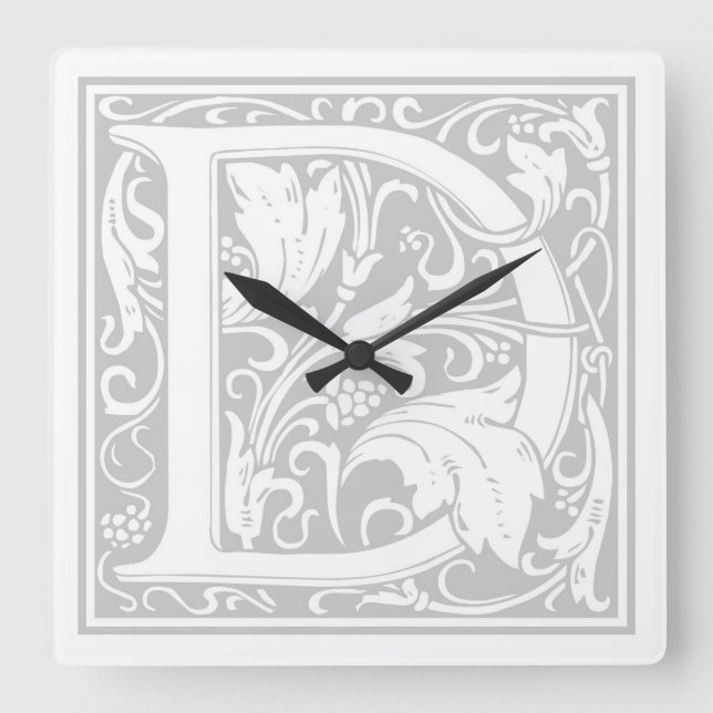 Reloj de pared cuadrado "D" de William Morris Alph (Anverso)