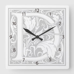 Reloj de pared cuadrado "D" de William Morris Alph