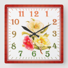 Reloj de pared cuadrado de acrílico con diseño flo