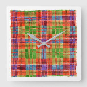 Reloj de pared cuadrado de acrílico MAC RAE TARTAN