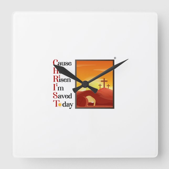 Reloj de pared cuadrado de acrónimo de Cristo (Anverso)