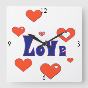 Reloj de pared cuadrado de amor