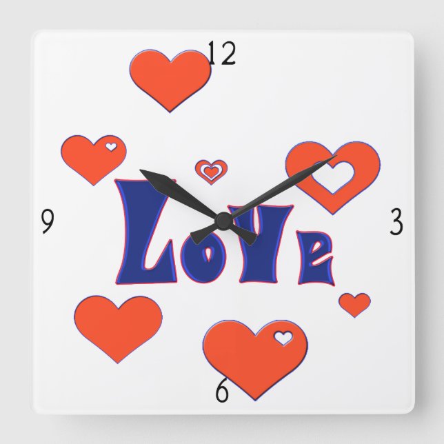 Reloj de pared cuadrado de amor (Anverso)