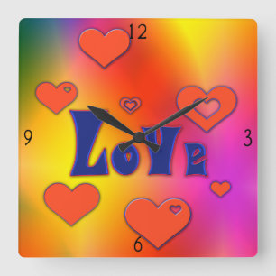 Reloj de pared cuadrado de amor