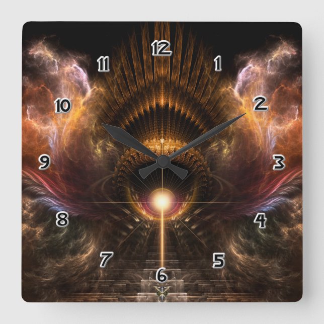 Reloj de pared cuadrado de arte fractal de torment (Anverso)