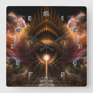Reloj de pared cuadrado de arte fractal de torment