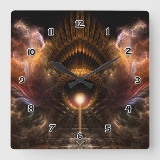 Reloj de pared cuadrado de arte fractal de torment