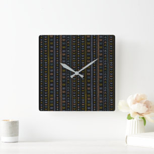 Reloj de pared cuadrado de arte popular escandinav