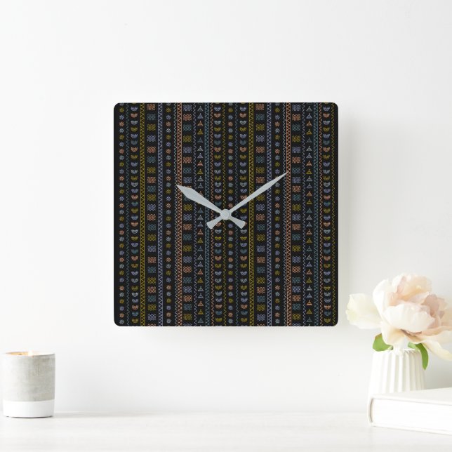 Reloj de pared cuadrado de arte popular escandinav (Hogar)