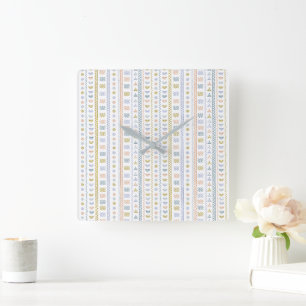 Reloj de pared cuadrado de arte popular escandinav