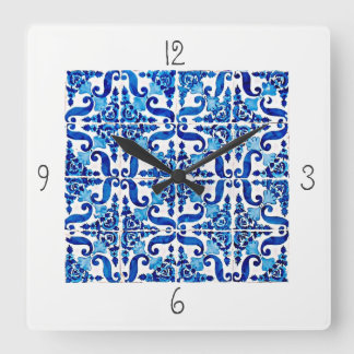 Reloj de pared cuadrado de Azulejo del portugués