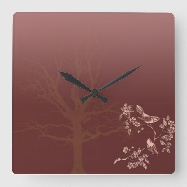 Reloj de pared cuadrado de belleza asiática (Anverso)