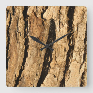 Reloj de pared cuadrado de corteza iluminada por e