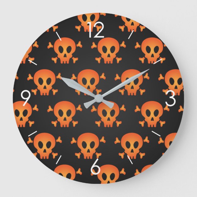 Reloj de pared cuadrado de cráneo de Halloween (Anverso)