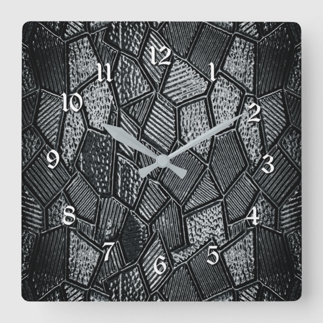 Reloj de pared cuadrado de cristal oscuro de mosai (Anverso)