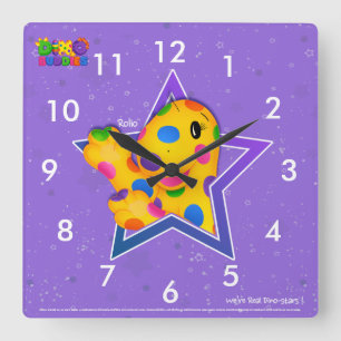 Reloj de pared cuadrado de Dino-Buddies™ - Rollo™