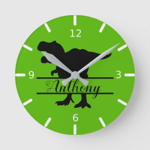 Reloj de pared cuadrado de dinosaurio personalizad