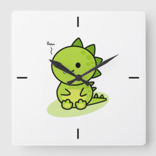 Reloj de pared cuadrado de dragón verde bebé