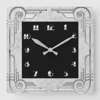Reloj de pared cuadrado de estilo plateado Art Dec
