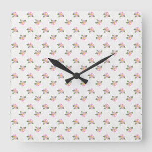 Reloj de pared cuadrado de estilo polka de Rosa de
