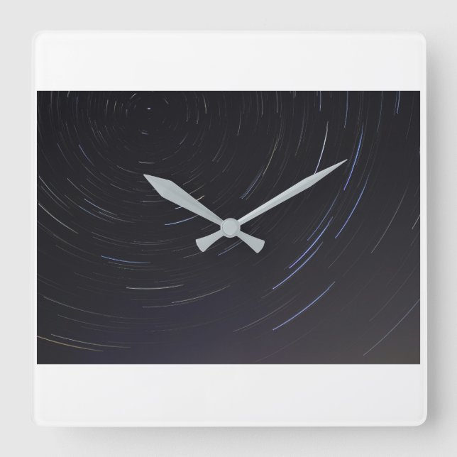 Reloj de pared cuadrado de estrella en espiral (Anverso)