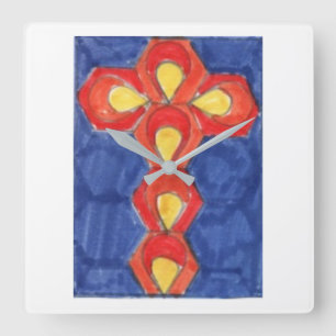 Reloj de pared cuadrado de fondo cruzado